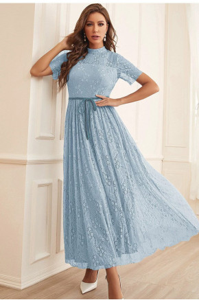 Elea Lace Maxi Dress in Light Blue