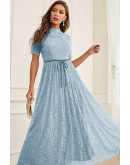 Elea Lace Maxi Dress in Light Blue