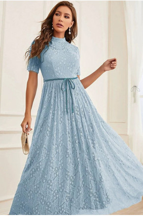 Elea Lace Maxi Dress in Light Blue