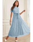 Elea Lace Maxi Dress in Light Blue