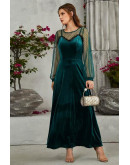 Velora Sheer Sleeves Maxi Dress