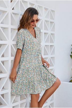 Ditsy Floral Skyblue Day Dress
