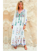 Boho White Embroidered Maxi Dress