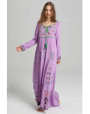 Boho Lavender Embroidered Maxi Dress