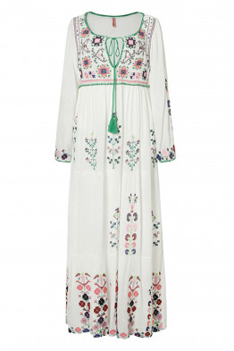 Boho White Embroidered Maxi Dress
