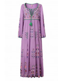 Boho Lavender Embroidered Maxi Dress