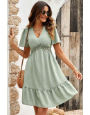 Nicolle Lace Insert Dress in Light Green