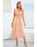 Giorgia Lace Dress in Peachy Pink