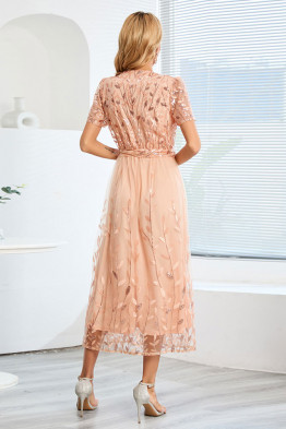 Giorgia Lace Dress in Peachy Pink