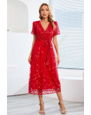 Giorgia Lace Formal Dress in Red