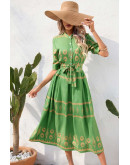 Felicite Boho Charm Dress in Green