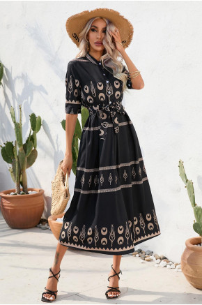 Felicite Boho Charm Dress in Black