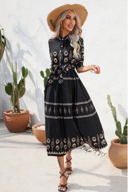 Felicite Boho Charm Dress in Black