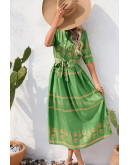 Felicite Boho Charm Dress in Green