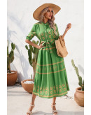 Felicite Boho Charm Dress in Green