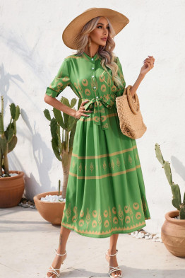 Felicite Boho Charm Dress in Green