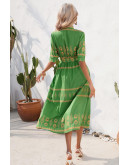 Felicite Boho Charm Dress in Green