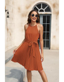 Alexis Tie Neck Pleated Dress