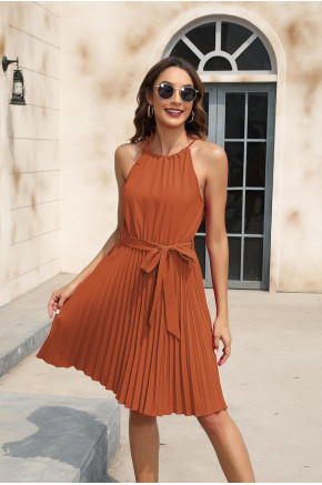 Alexis Tie Neck Pleated Dress