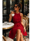 Alexis Tie Neck Pleated Red Dress