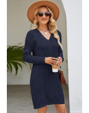 Vibe Knit Deep Blue Sweater Dress