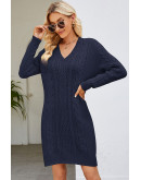 Vibe Knit Deep Blue Sweater Dress