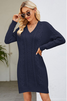 Vibe Knit Deep Blue Sweater Dress