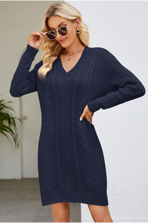 Vibe Knit Deep Blue Sweater Dress