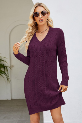Vibe Knit Burgundy Sweater Dress