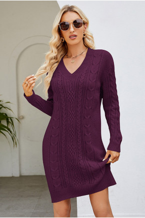 Vibe Knit Burgundy Sweater Dress