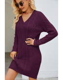 Vibe Knit Burgundy Sweater Dress