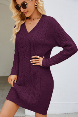 Vibe Knit Burgundy Sweater Dress