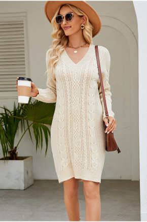Vibe Knit Cream Sweater Dress