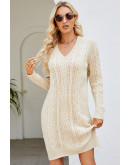 Vibe Knit Cream Sweater Dress