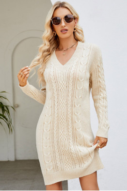 Vibe Knit Cream Sweater Dress
