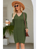Vibe Knit Green Sweater Dress