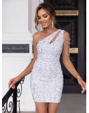 Aurora Sequin Cutout Dress in White