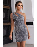 Aurora Sequin Cutout Dress in Silver