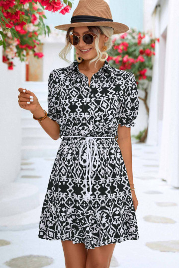 Tribal Charm Black Shirt Dress