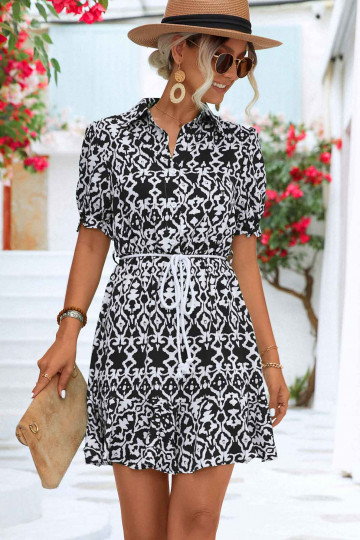 Tribal Charm Black Shirt Dress