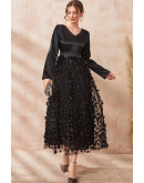 Noir Blossom Elegance Dress