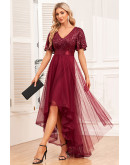 Moonlit Mirage Tulle Dress in Burgundy