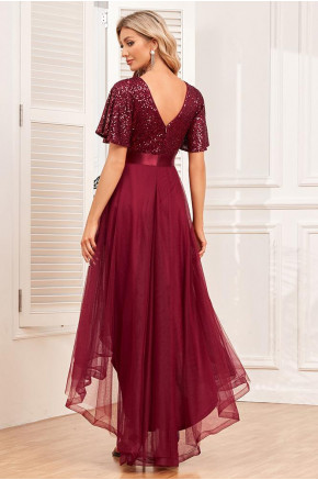 Moonlit Mirage Tulle Dress in Burgundy