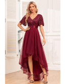 Moonlit Mirage Tulle Dress in Burgundy