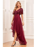 Moonlit Mirage Tulle Dress in Burgundy