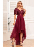 Moonlit Mirage Tulle Dress in Burgundy