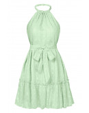 Daphne Textured Halter Dress in Light Green