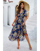 Vivere Floral Maxi Dress in Dark Blue