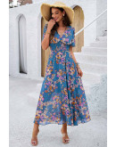 Vivere Floral Maxi Dress in Blue