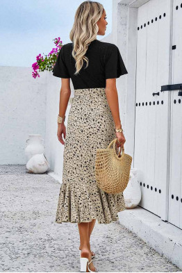 Briana Colorblock Summer Dress in Khaki